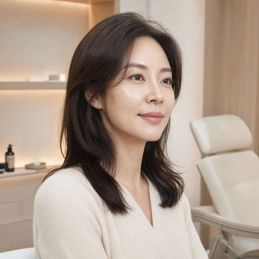 회복된 볼륨과 윤곽을 보여주는 3/4 프로필 — 필러의 효과