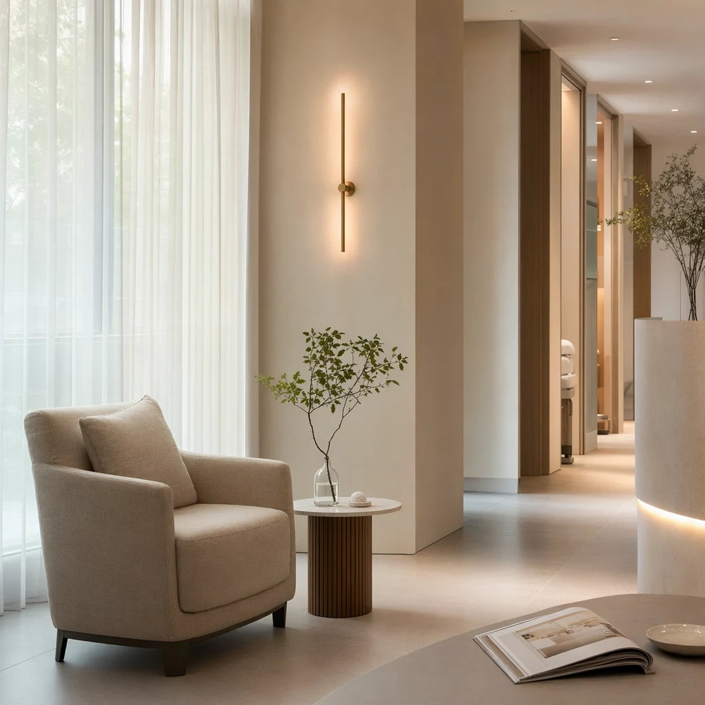 평온한 병원 대기실, 자연광과 식물