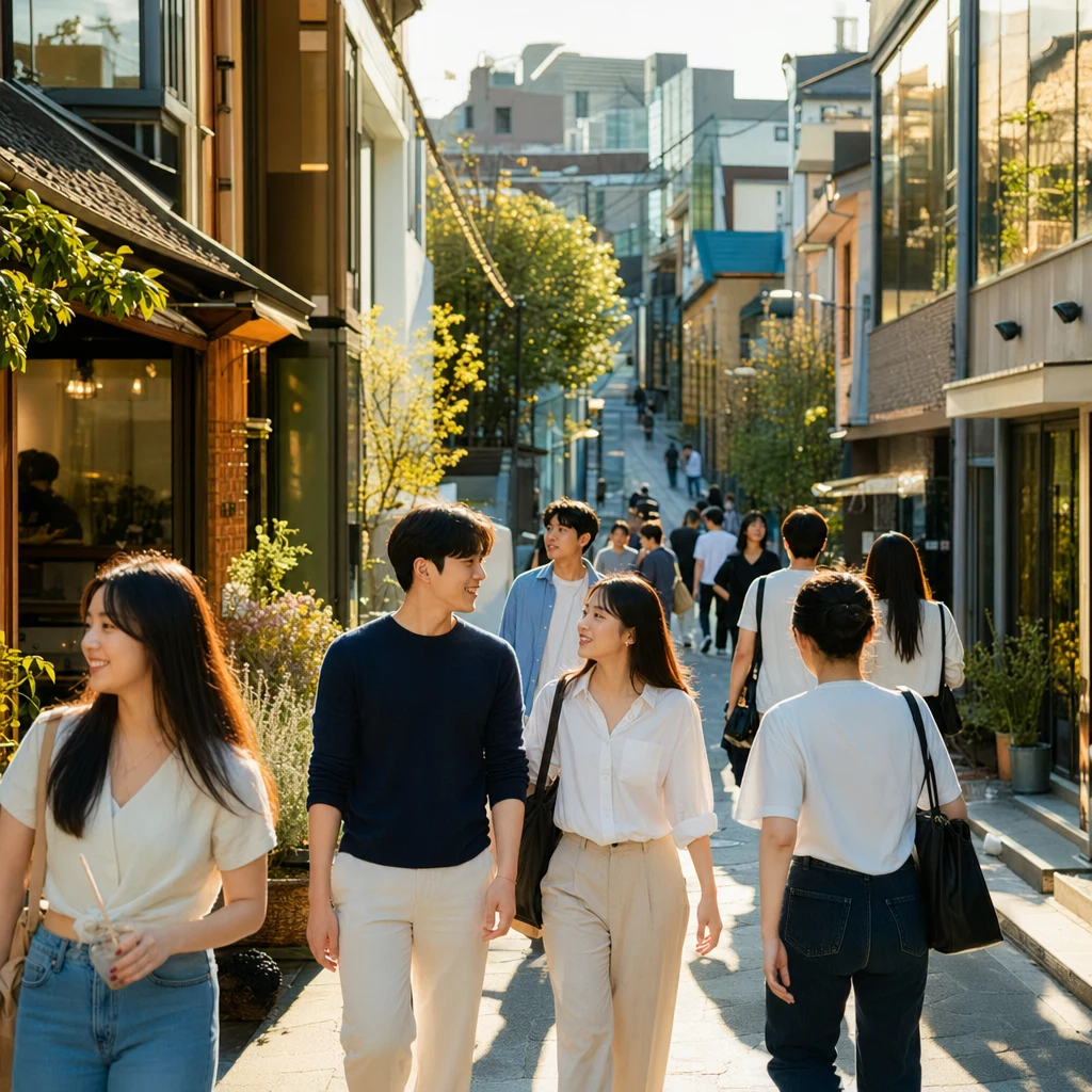 합정역 인근 카페 거리를 걷는 20~30대 젊은 사람들