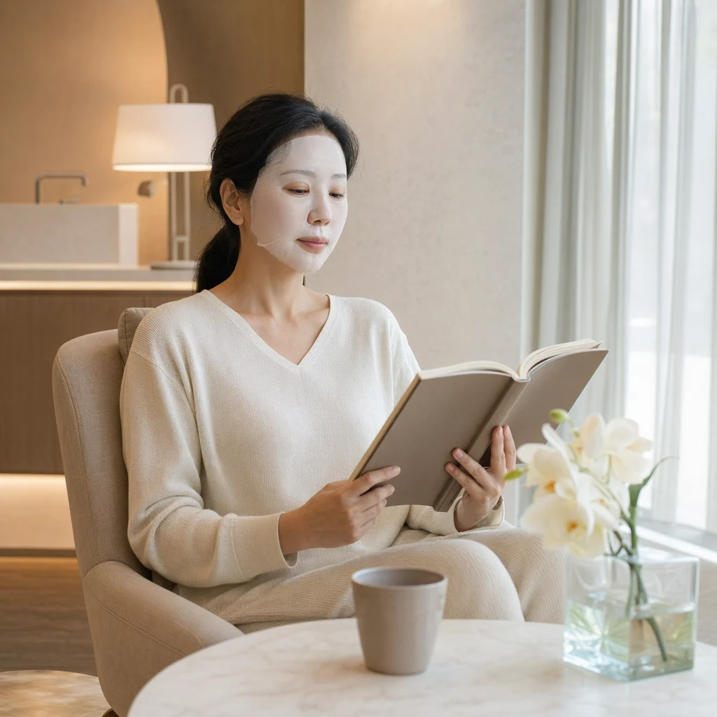 시술 후 조용한 카페에서 마스크 쓰고 책 읽으며 회복기를 보내는 오후